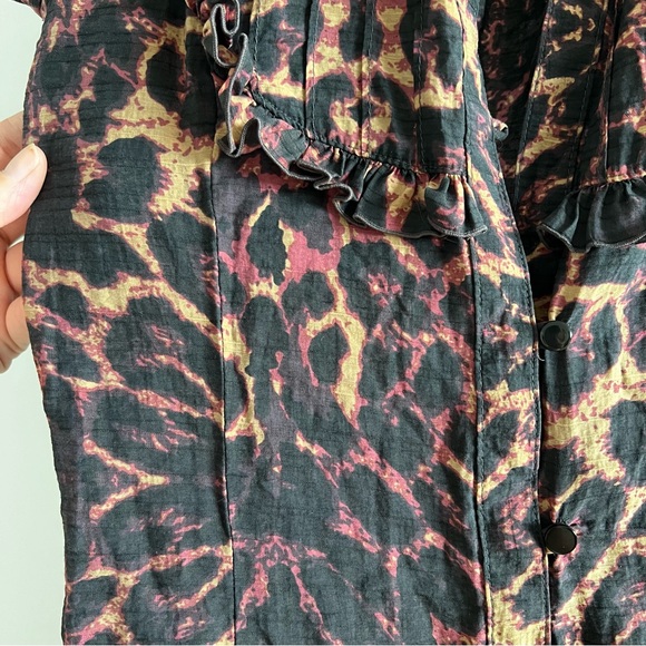 Vintage Y2K DKNY Ruffle Bib Animal Print Dress - Picture 3 of 17